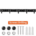 1 Heavy-Duty Metal Tool Rack with 4 Slots and 5 Hooks - Wall-Mounted Garden Tools, Broom, Mop and Garage Equipment, Tool Rack St